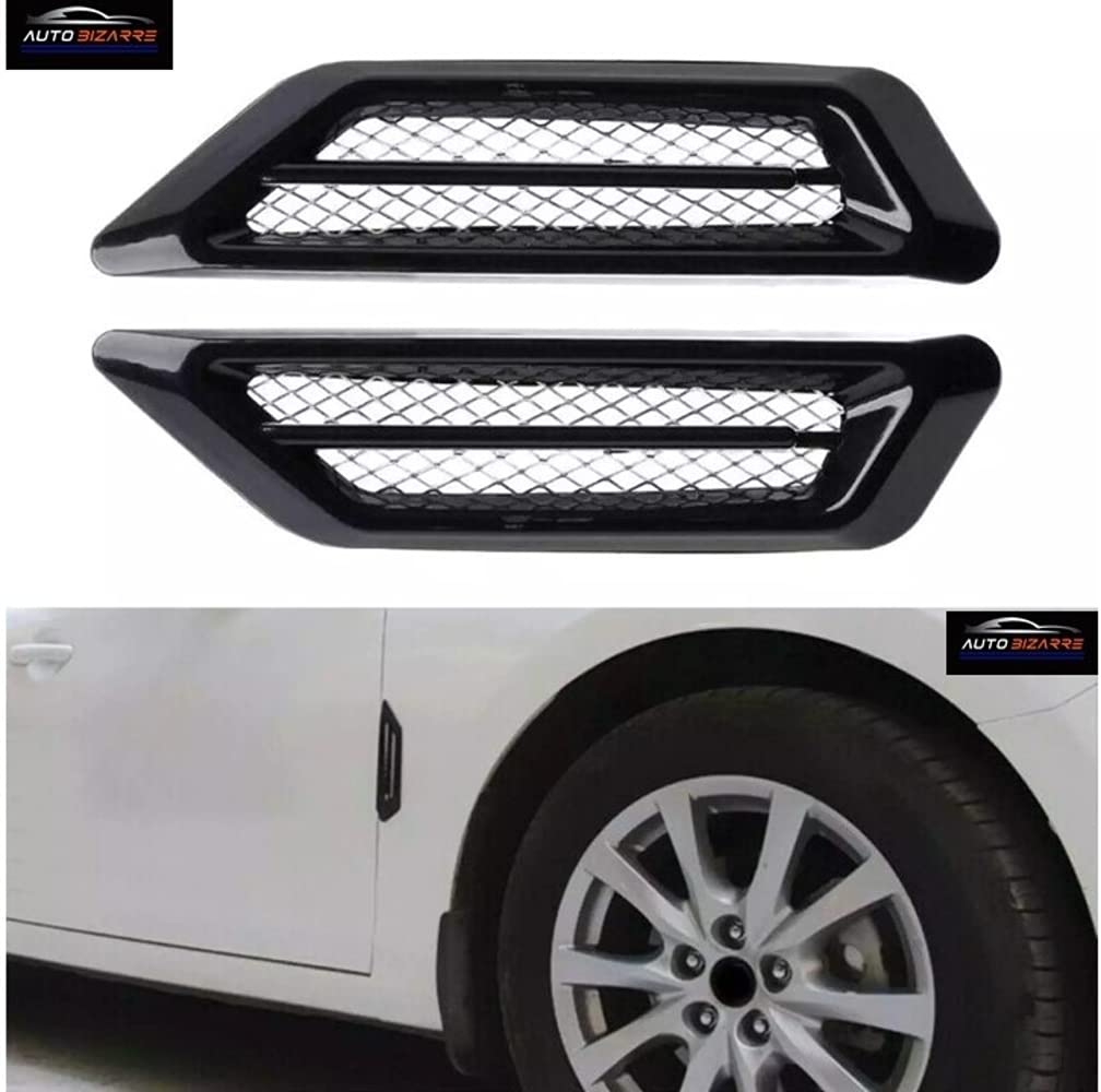 Walbest 2 Pack Car Side Vent, Universal Aluminum Car Side Air Flow Vent  Fender Vent Grille Duct Decoration Sticker (Black)