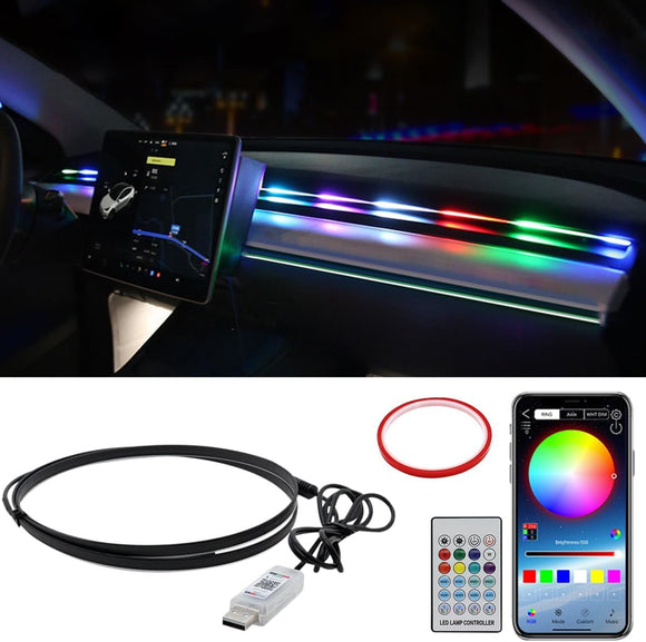 AutoBizarre 43 inch Multicolor Music Controlled Sound Activated Car Interior Decoration Dashboard Ambient Lighting USB K4 Magic Lights with Remote & Mobile Application Control(Works With All Cars)