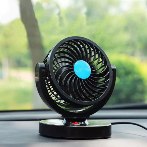 AutoBizarre 12V Electric Car Cooling Fan 360° Rotatable Single Head Air Circulator Fan Manual Rotation Single Speed for All Cars (Black)