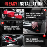 Autobizarre Anti-Theft Heavy Duty Car Security Adjustable Car Steering Wheel Lock with Seat Belt Lock Universal for All Cars