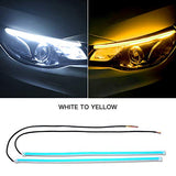 AutoBizarre White Amber Stick-on Above Headlamp Flow LED Sequential Daytime Running Lights