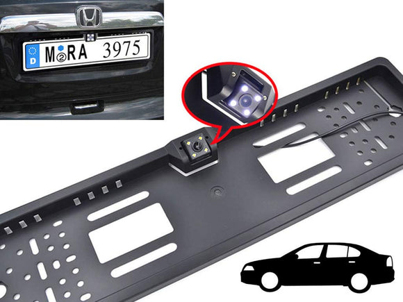 AutoBizarre LED Night Vision Car Number Plate Camera with Number Plate Frame for Reverse Parking and Rear View - Universal for All Cars