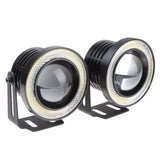 AutoBizarre Car Fog Lamp Angel Eye LED DRL Projector Cob Light 89mm (3.5 inches Front , 2.5 inches Back) - Set of 2