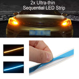 AutoBizarre White Amber Stick-on Above Headlamp Flow LED Sequential Daytime Running Lights