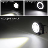 AutoBizarre Car Fog Lamp Angel Eye LED DRL Projector Cob Light 89mm (3.5 inches Front , 2.5 inches Back) - Set of 2