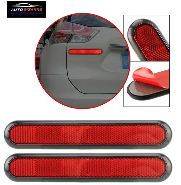 AutoBizarre Car Anti-Collision Anti-Scratch High Visibility Car Reflective Warning Sticker Tape Strip Car Reflectors for Car Bumper , Doors , Fender etc - Set of 2 - Compatible with All Cars