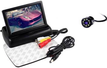 AutoBizarre Combo of 4.3 inch Folding Dashboard Screen with 8 LED Reverse Parking Camera - Universal/Works with All Cars